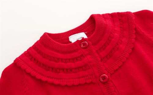 Baby Girl Cardigan Shrug Button Closure Cotton Ruffle Collar Knit Sweater4