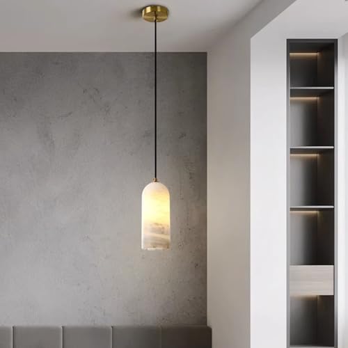Suspension en albâtre et marbre blanc de luxe E14 pour îlot