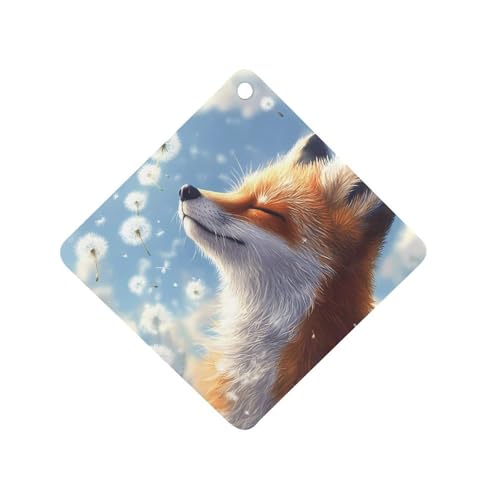 Dandelion Fox Car Air Freshener Hanging Aromatherapy Tablets for Car Accessories Rhombus