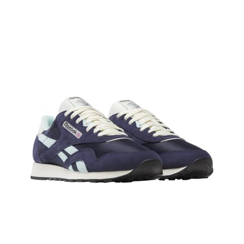 Image of Reebok Men's Classic Nylon Sneaker, Vector Navy /Glitch Aqua /Vintage Chalk, 6.5