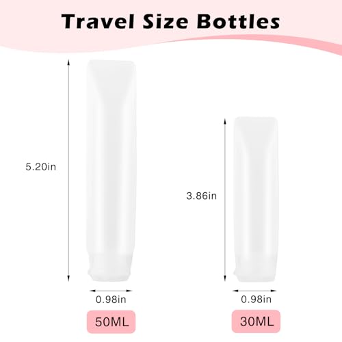 12 Pcs PE Empty Travel Size Bottles, 1oz and 1.7oz Refillable Squeeze Tubes Container for Shampoo Toothpaste Body Lotion Facial Cleanser2