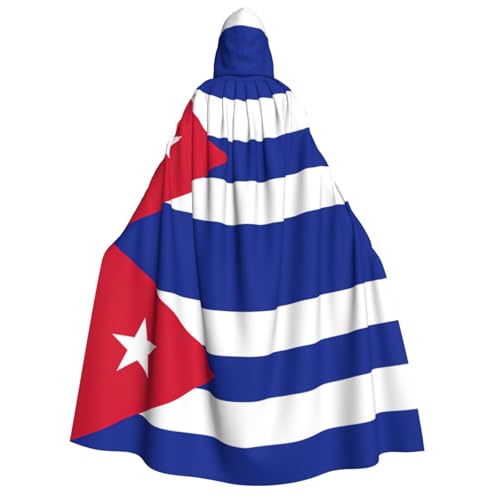 Cape à capuche imprimé drapeau cubain médiéval pour cosplay Halloween