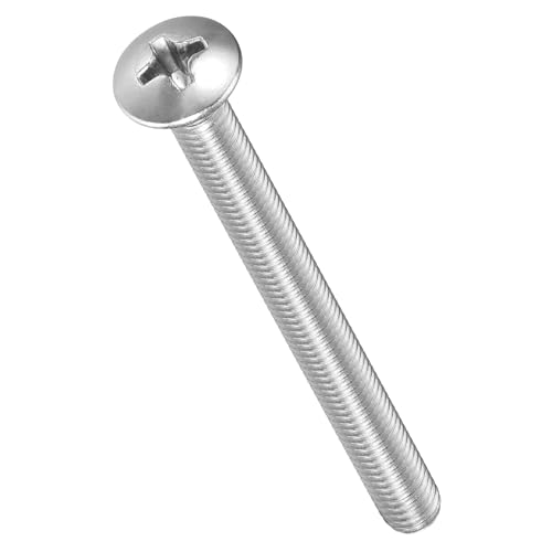 Image of METALLIXITY Semi-Countersunk Oval Head Machine Screws (M4-0.7x45) 50Pcs, 304 Stainless Steel Phillips Cross Recessed Machine Screw Bolts - for Furniture Assembly DIY Projects, Silver