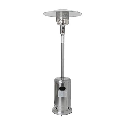 Patio Heater, 48000 BTU Propane Patio Heater, Outdoor/Indoor Electric Patio Heater with Wheels and Table Large Patio Heaters Propane Stainless Steel Outdoor Heater 88 Inches Tall Standing (Silver)