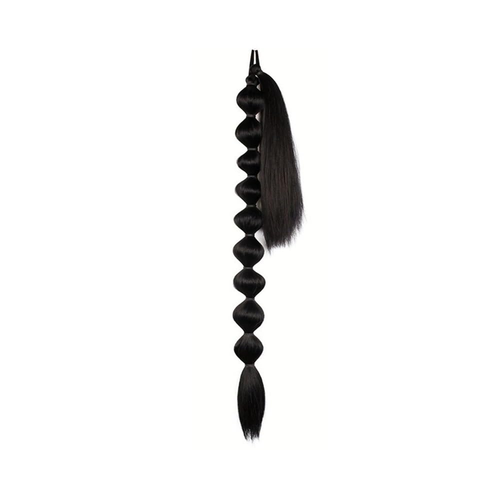 Cola de caballo trenzada de 30 pulgadas de largo con corbata, cola de caballo recta envuelta, postizo sintético suave natural para mujeres en la vida cotidiana para el uso diario(2)