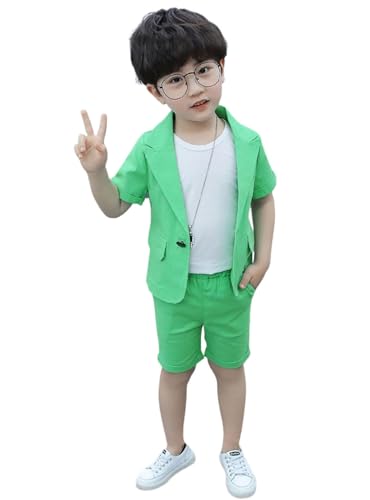 Costume 2 pièces garçon coupe tuxedo élégante avec short et veste été