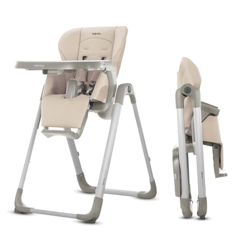 Inglesina My time Highchair, Butter - Adjustable High Chair for Babies & Toddlers, 4 Height & 3 Recline Settings, Collapsible, Tool-Free Assembly, BPA Free, Removable Tray for Easy Cleaning