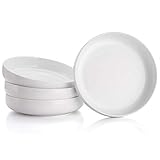 Foraineam 8 Inch Porcelain Round Salad Pasta Bowl Set 22 Ounce Deep Soup Plates White Catering Serving Bowls, Set of 4