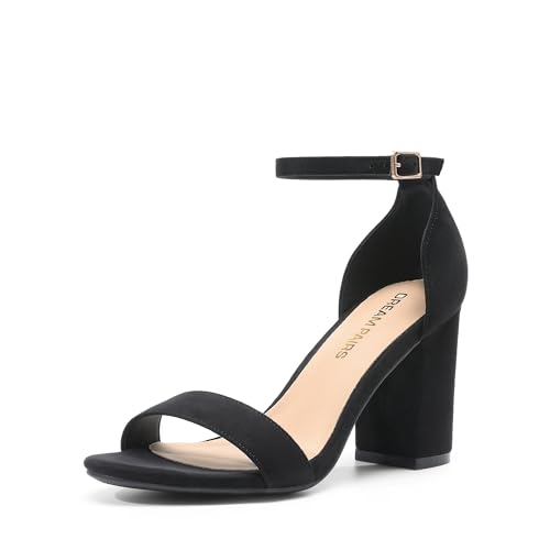 Image of DREAM PAIRS Heels for Women Chunky Block Heel Open Toe Ankle Strap 3.5 Inch Heeled Sandals for Party Date Wedding