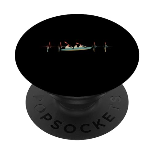 Coastal Rowing Heartbeat Retro ECG EKG Rower PopSockets Swappable PopGrip, Black