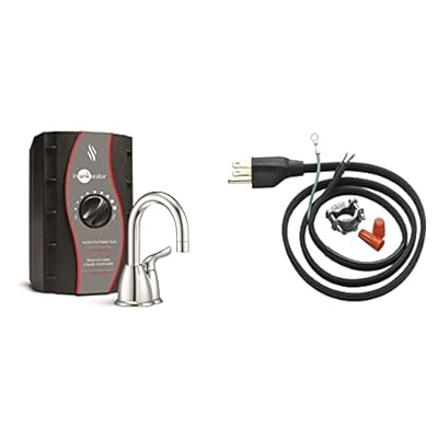 InSinkErator H-HOT150C-SS HOT150 Instant Hot Water Dispenser System-Faucet & Tank, Chrome & Garbage Disposal Power Cord Kit, CRD-00, Black, Pack of 1
