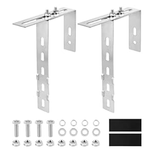 SUPAWAY 2 x Solar Panel Mount Hooks, Adjustable 6-18 cm Balcony Bracket, Stainless Steel 304 Thickness 2 mm Solar Balcony Power Station Bracket Balcony Hook with Screws Set for Square Round Railing