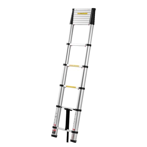 VEVOR 12.5ft Telescoping Ladder, Aluminum Lightweight Multi-Purpose Collapsible Extension, One-Touch Retraction Ladder, Heavy Duty 330LBS Max Capacity with Non-Slip Feet, for Home, Outdoor Work, Loft by VEVOR - Image 3