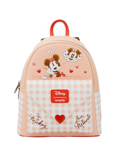 Loungefly Disney Minnie Mouse Loves Mickey Mouse Letter Mini Mochila Rojo Claro None, Luz roja, Talla única
