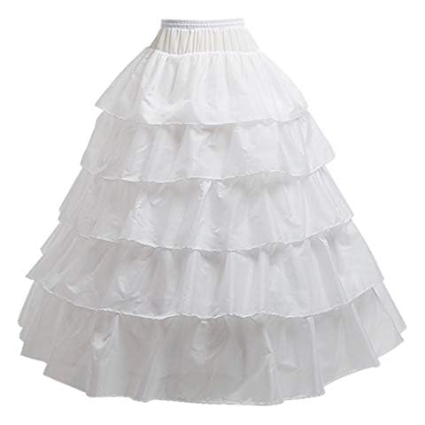 BIBOSS womens Hoop Ball Petticoat Slip Crinoline Under Half Slips Skirt Gown, 4 Hoop Skirt-white, Large Cover