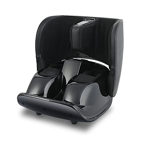 Foot and Calf Massager Machine Shiatsu Leg Massager, Multidimensional Airbag Massage with Constant Temperature Care and Unique Calf, Deep Kneading Therapeutic Reflexology Calf Massager - Black