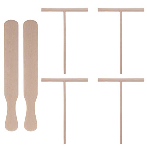 Cabilock 6 peças de crepe, ferramenta para fazer panquecas de madeira, crepe, espalhador e espátula,