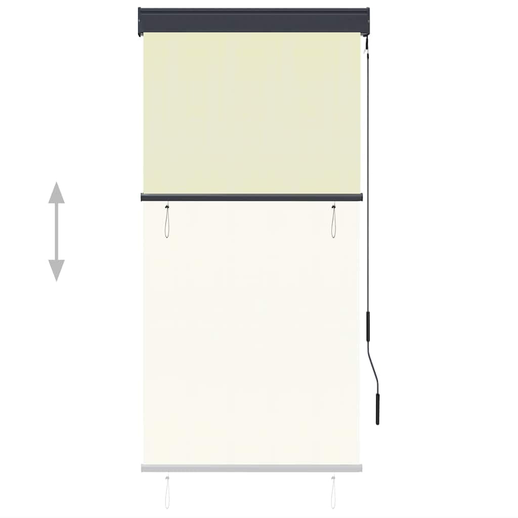Store Roulant d'extérieur crème 80 x 250 cm en Polyester avec revêtement PA, manivelle 1,21 m, Protection Solaire pour Balcon, terrasse, Jardin, intimité et Confort