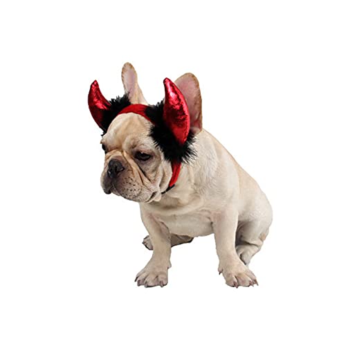 Lxzcolden Halloween Pet Costume Dog Devil Horn Headband Cat Dress Up Accessories For Cat And Small Dog, Adjustable, Red #TOP3