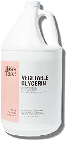 Vegetable Glycerin/Glycerine Bulk Gallon (128 fl oz.) Natural USP Food Grade/Cosmetic Grade, For Skin, Hair, Crafts, Soap Base Oil - Kosher, Halal and Pharmaceutical by Raw Plus Rare, Packaging Varies