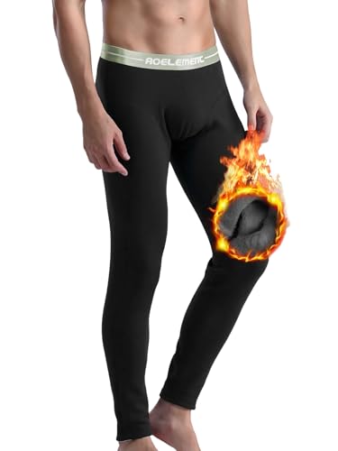 AORGSVI Men Thermal Underwear, Fleece Lined Long Johns for Men, Thermal Leggings Pants, Cold Weather Bottoms
