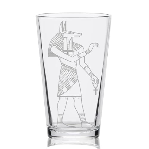 ANUBIS Engraved Beer Pint Glass | Inspired by Ancient Egypt | God of the Underworld | Great Gift Idea for Egyptian History and Archeology Enthusiasts | Perfect Unique Holiday Kitchen Decor