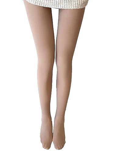 MUMZUGI Warme Leggings für Damen Gefüttert Thermische Dehnbare Leggings Hohe Taille Stretch Hose, Hautfarbe-2, 300g