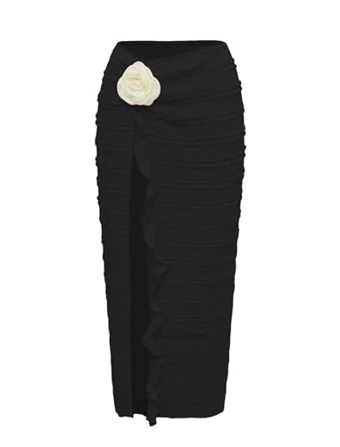 Image of ZAFUL Swimsuit Coverup for Women Slit to Thigh Beach Cover Ups Swim Bathing Suit Flowy Maxi Skirt
