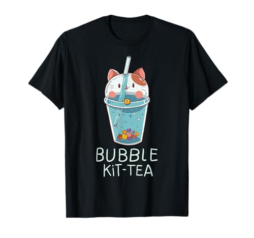 Bubble kit tea kitten cat tea mug kawaii feline kitty pun maglietta