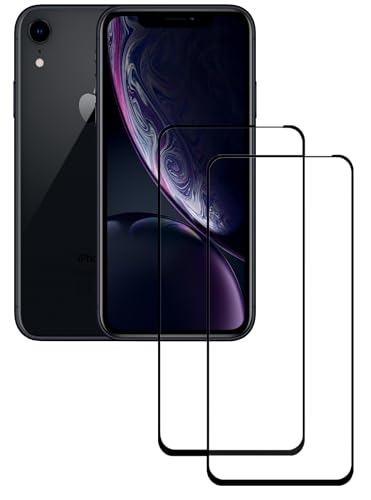 Película protectora compatible con iPhone XR película cerámica de cobertura total, borde negro, película protectora anti-huellas y antirreflejos, fácil instalación 2 unidades