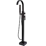 Freestanding Bathtub Faucets Oil Rubbed Bronze LLGG High Flow 11.9GPM Floor Mounted Tub Fillers Faucet Filler For Mount Bathtubs Tubs With Hand Shower RIGOBAL