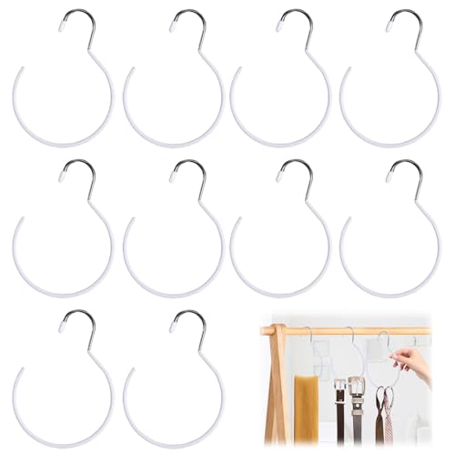 10 Pièces Cintre Foulard Anneaux, Porte Écharpe pour Ceintures Chapeau, Porte Ceintures, Cintre Écharpe, Rangement Foulard, Accessoires pour armoires, pour Cuisine, Salon, Corde à Linge