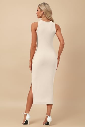 Image of AUSELILY Womens Summer Bodycon Dresses 2026 Basic Casual Sleeveless Knit Tank Midi Dress