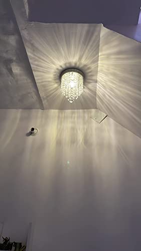 Image of Crystal Glass LED Chandelier Light with Octagonal Glass Bead (Warm White, White and Yellow Colour , 30 cm)