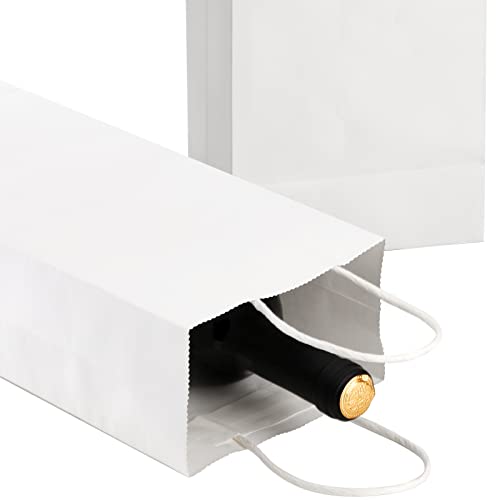 Wuweot 50 Pack Paper Wine Bags, Kraft Bags Bluk, White Gift Bags Shopping Bags Party Bags thumb #3