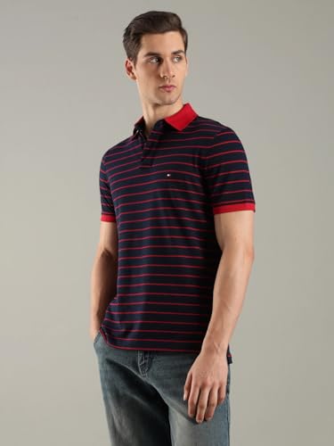 Image of Tommy Hilfiger Solid Regular fit Cotton Polo t-Shirt