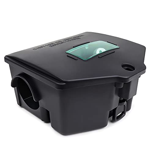 RatKil Rat Bait Box For Pest Control - Large Rat & Mouse Bait Station For Poison Grain - Heavy Duty & Tamper Proof Lid, Lock & Key Unlock - Safe Around Children & Pets