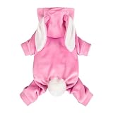 Fitwarm Dog Halloween Bunny Costumes, Funny Dog Hooded Pajamas, Doggy Clothes for Small Dogs Boy Girl, Pet Apparel, Pink, White, Medium