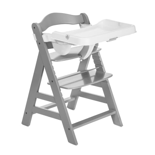 Image of hauck Alpha+ Grow Along Booster High Chair with White Tray Table, Grey