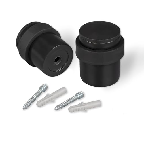 LouMaxx Türstopper Boden zum Schrauben 2er Set Türstopper Metall in Schwarz Matt für zuverlässigen Türanschlag verhindert effektiv Beschädigungen an Wand und Tür inkl. Montagematerial