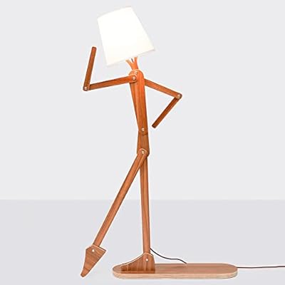 HROOME Cute Cool Floor Lamp for Living Room Bedroom Office Farmhouse - Corner Decorative Standing Reading Light Wood Swing Arm Design Gift for Kids/Boys/Girls Room, Dorm - Bulb Included (Walnut-M)
