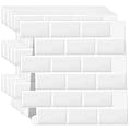 12" White Peel and Stick Backsplash Tiles for Kitchen, 10-Pack Self-Adhesive Waterproof Vinyl Bathroom Wall Tile