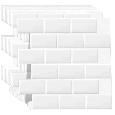 12" White Peel and Stick Backsplash Tiles for Kitchen, 10-Pack Self-Adhesive Waterproof Vinyl Bathroom Wall Tile