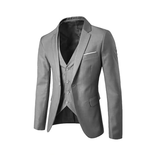 Men's 3 Piece Slim Fit Suit Set One Button Solid Blazer Jacket Vest Pants Causal Prom Party Wedding Business Suits2