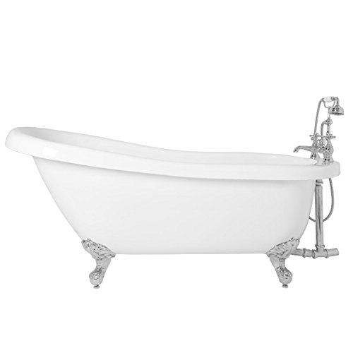 Aquariss Traditional Designer White Bathtub 1700x730mm Freestanding Roll Top Bath