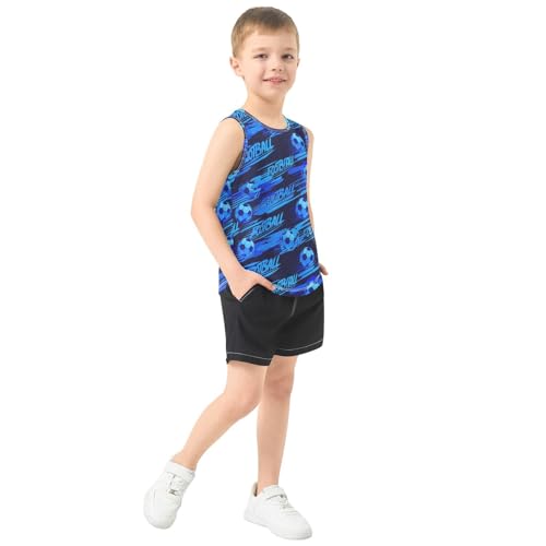 Football Motion Graphic Blue Boys Tank Tops Quik Dry Toddler Tank Top Undershirts T-Shirts for Kids,3T4