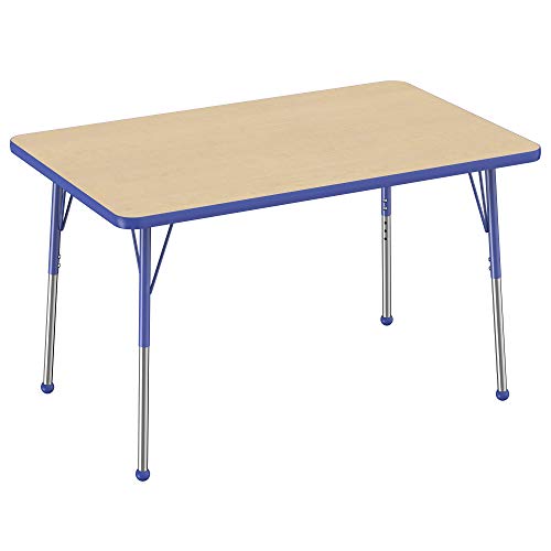 FDP 30" x 48" Rectangle Table with Ball Glide Legs - Maple/Blue