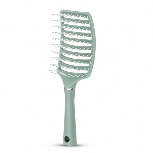 Image of OTAK Detangling Hair Brush for Women Men Kids, Curly Hair Brush Wet Dry Styling Comb, Anti Breakage Scalp Massager, Frizz Control Grooming Tool, Portable Salon Home Travel Accessory - Green