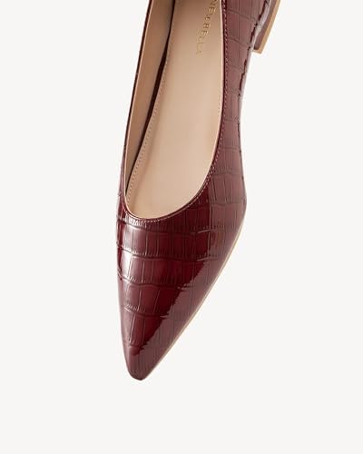 Women's Pointed Toe Ballerina Flats, PU Leather Minimalist Slip-On Shoes, Wide Width4