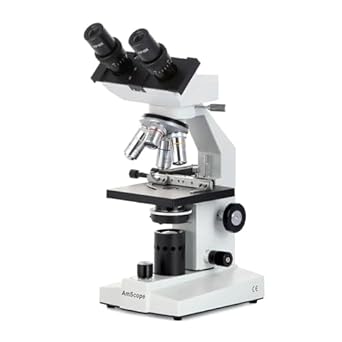 AmScope B100B-MS Compound Binocular Microscope, 40X-2000X Magnification, Brightfield, Tungsten Illumination, Abbe Condenser, Mechanical Stage